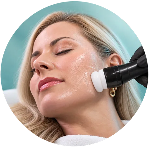 The Detox step: the hands-free massage head along the jawline